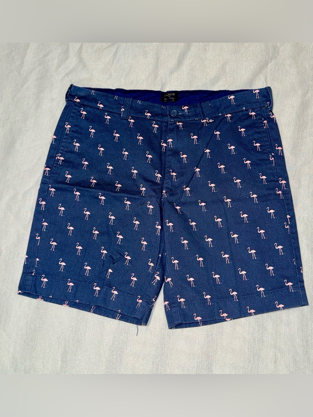 J. Crew Gramercy Navy Flamingo Print Men’s Shorts, Size 32